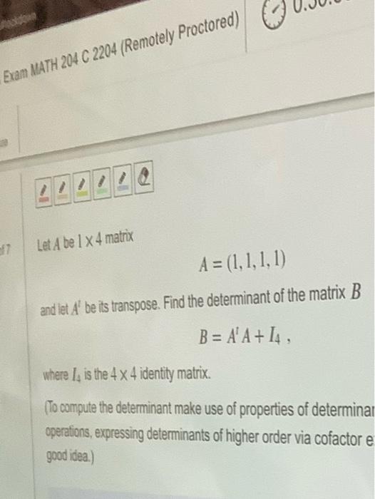 Solved Exam MATH 204 C 2204 (Remotely Proctored) 222222 Let | Chegg.com