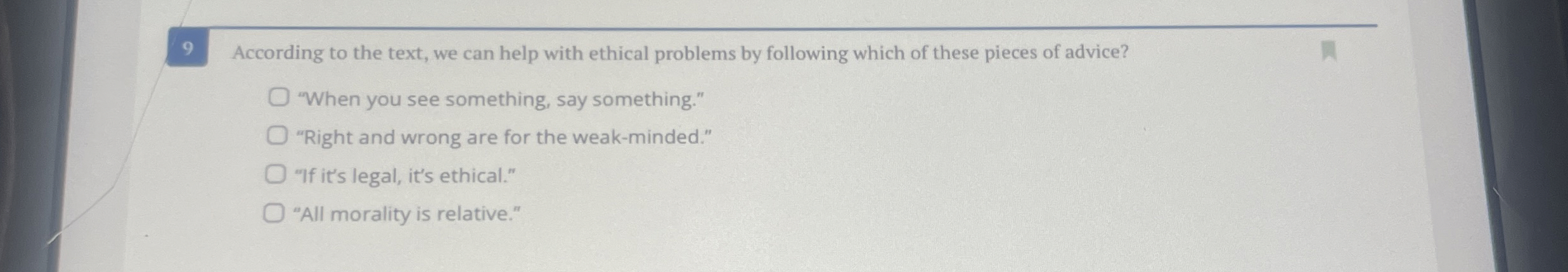 Solved 9 ﻿According to the text, we can help with ethical | Chegg.com