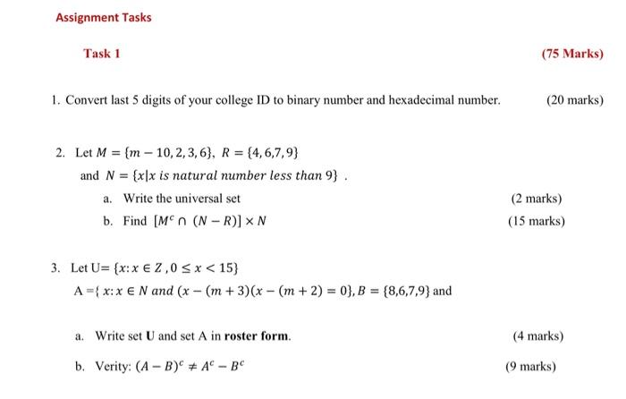 Solved Assignment Tasks Task 1 (75 Marks) 1. Convert last 5 | Chegg.com