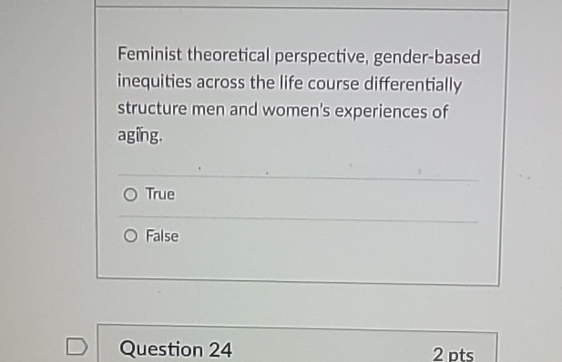 Solved Feminist Theoretical Perspective, Gender-based | Chegg.com