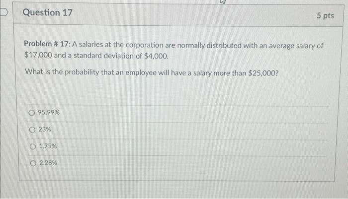 Solved Problem \# 17: A Salaries At The Corporation Are | Chegg.com