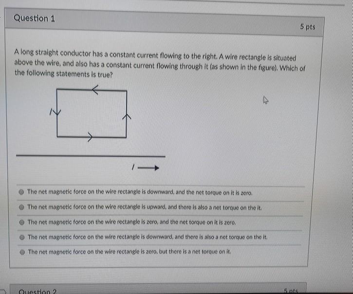 Solved Question 1 5 pts A long straight conductor has a