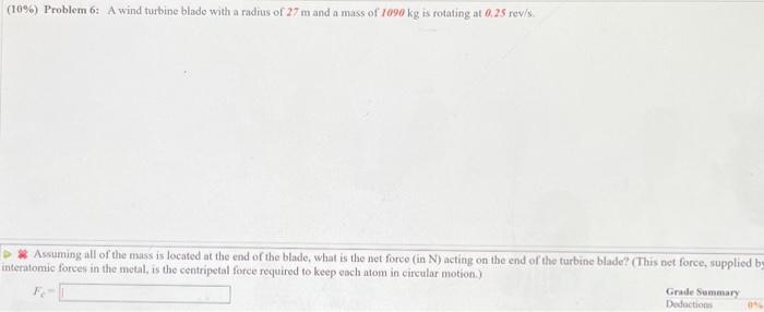Solved (10%) Problem 6: A wind turbine blade with a radius | Chegg.com