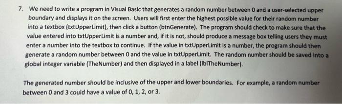 Solved 7. We need to write a program in Visual Basic that | Chegg.com