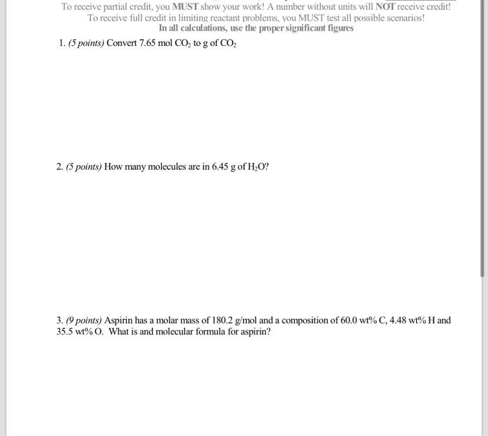 Solved To receive partial credit, you MUST show your work! A | Chegg.com