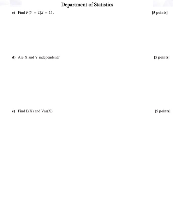Solved Question 1 (25 points) Consider two random variables | Chegg.com