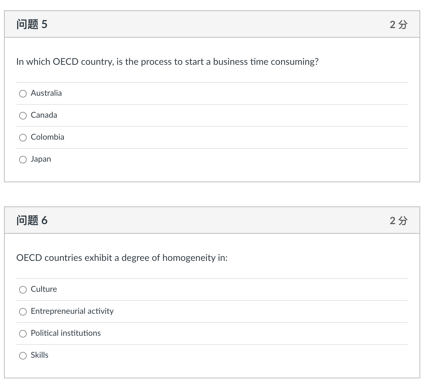 Solved 问题 5In which OECD country, is the process to start a | Chegg.com