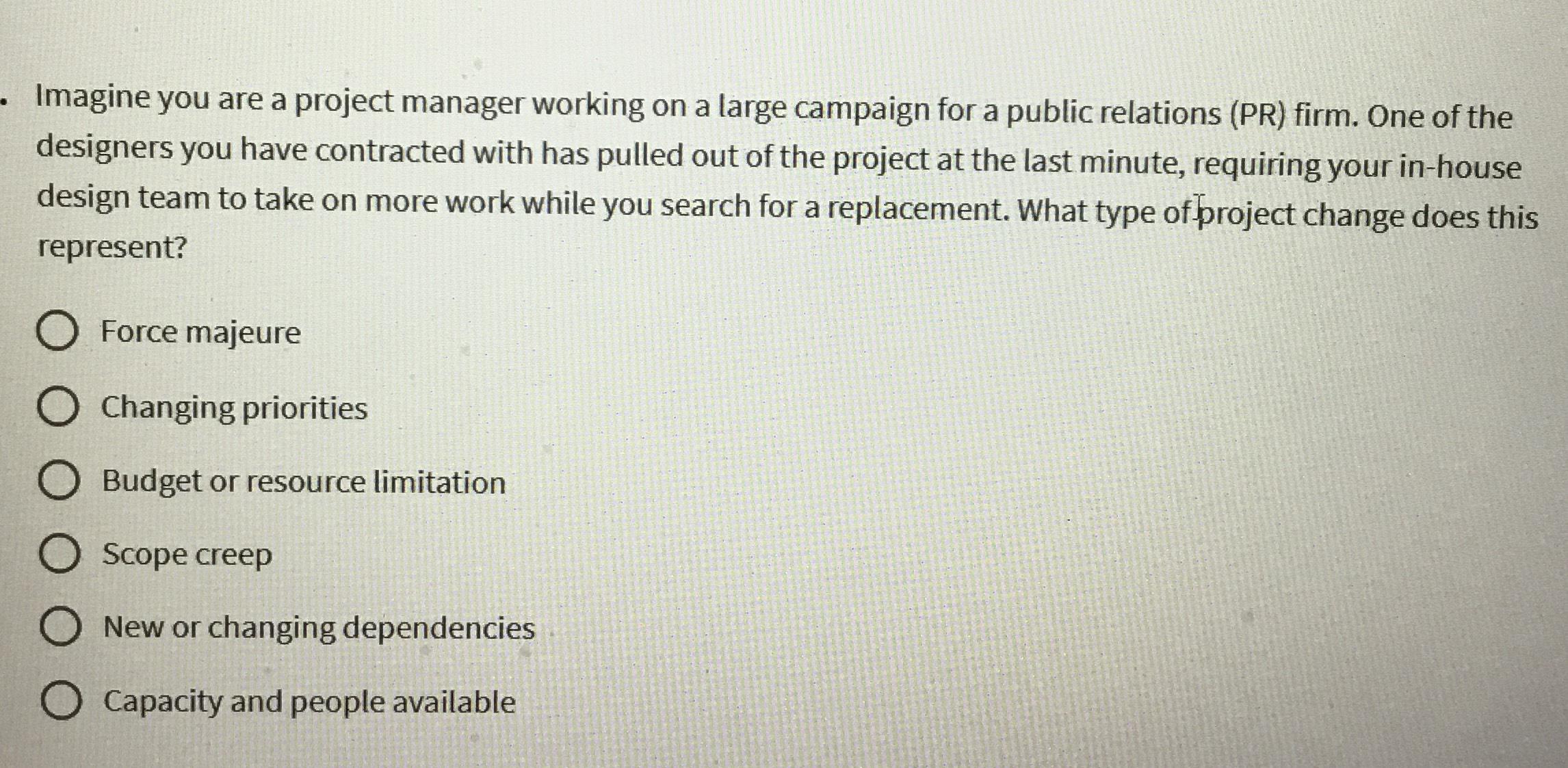 Solved Imagine you are a project manager working on a large | Chegg.com