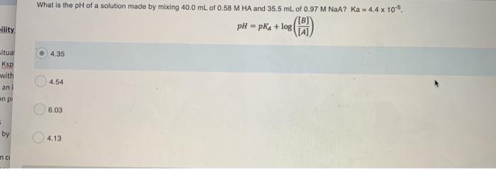 Solved What is the pH of a solution made by mixing 40.0 mL | Chegg.com