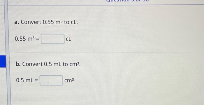 Solved Question 4 Of 10 A Convert 65 400 000 M3 To Km3 Chegg Com