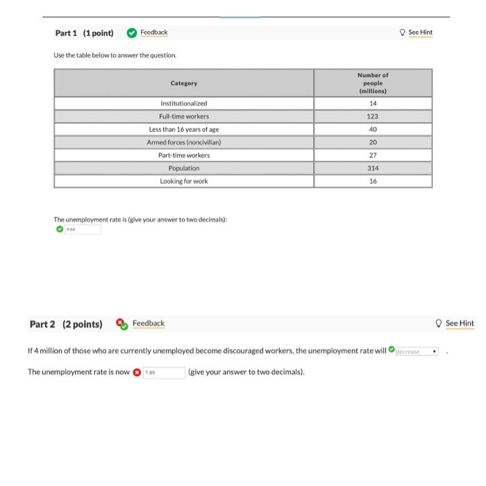 Solved Feedback See Hint Part 1 (1 point) Use the table | Chegg.com