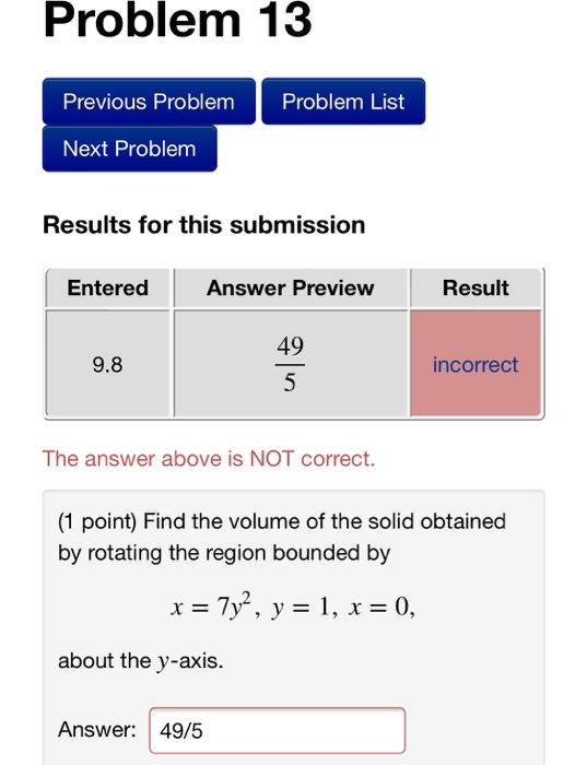 Solved Problem 13 Problem List Previous Problem Next Problem | Chegg.com