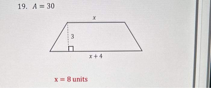 Solved A=30 x=8 units | Chegg.com