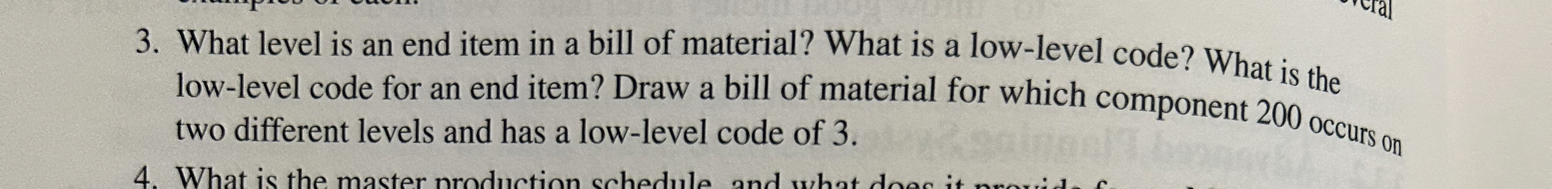 Solved What level is an end item in a bill of material? What | Chegg.com