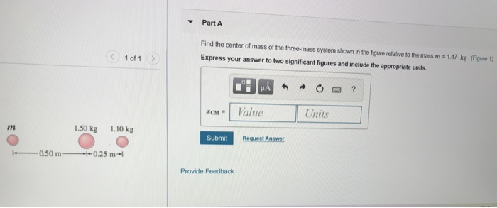 Solved Part A Find the center of mass of the three-mass | Chegg.com