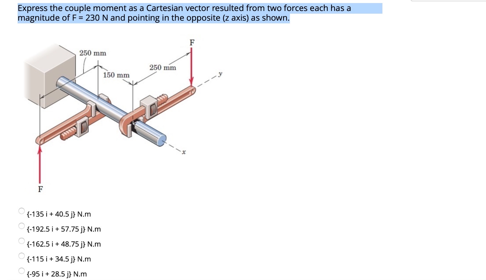 Solved Express the couple moment as a Cartesian vector | Chegg.com