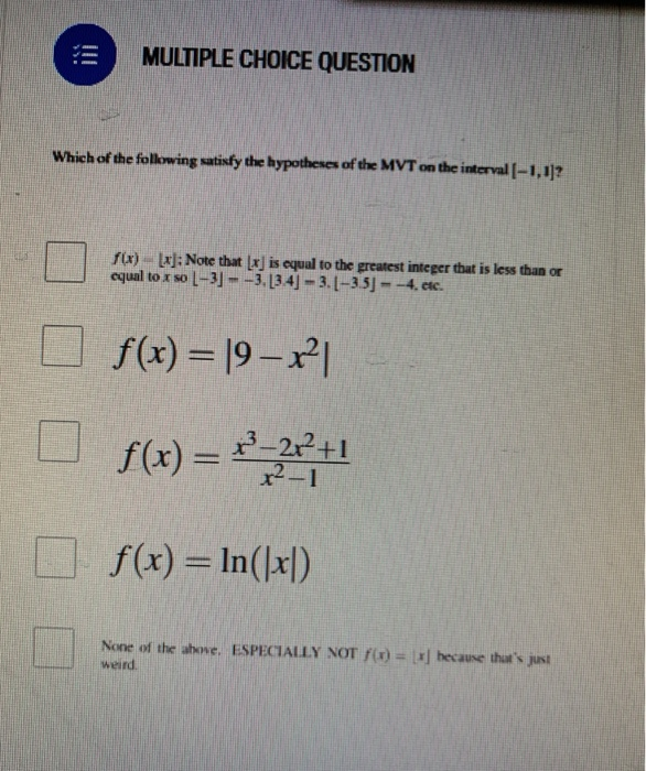 Solved MULTIPLE CHOICE QUESTION Which of the following | Chegg.com
