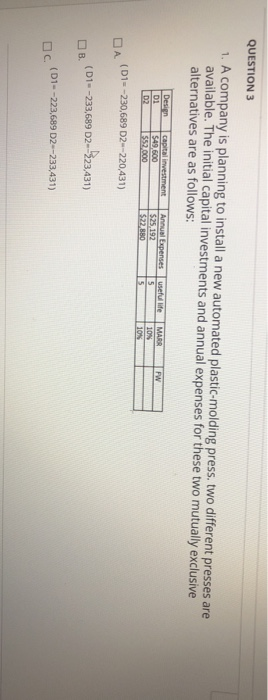 Solved QUESTION 3 1. A company is planning to install a new | Chegg.com