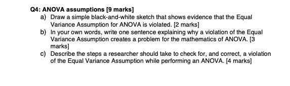 Solved Q4 Anova Assumptions 9 Marks A Draw A Simple B Chegg Com