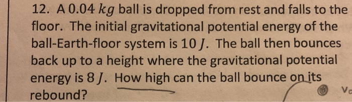 Solved 12 A 0 04 Kg Ball Is Dropped From Rest And Falls To Chegg