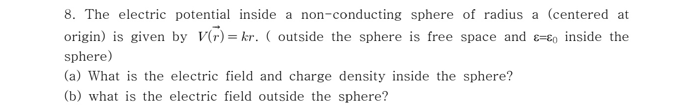 Solved The electric potential inside a non-conducting sphere | Chegg.com
