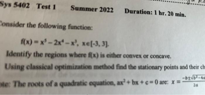 Solved Sys 5402 Test 1 Summer 2022 Duration: 1 hr. 20 min. | Chegg.com