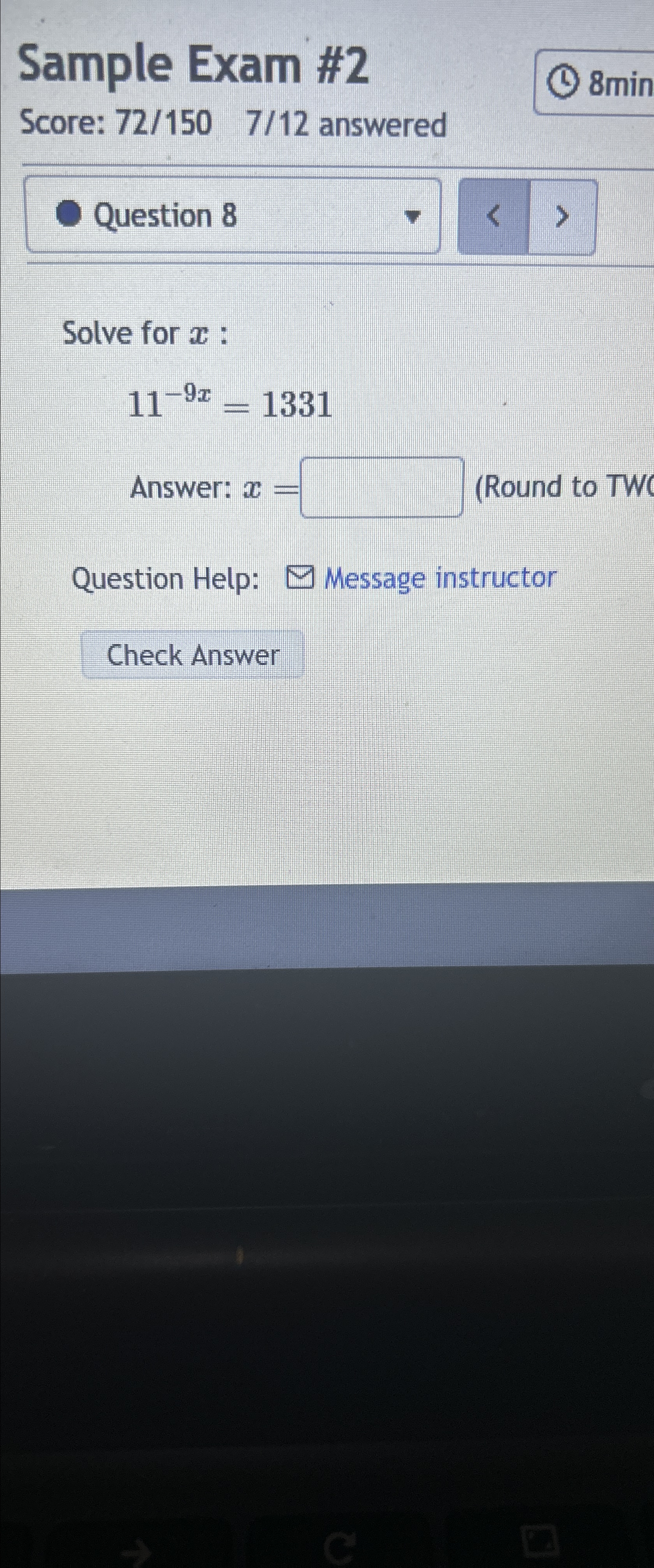 Solved Sample Exam #2Score: 72/150 7/12 ﻿answeredQuestion | Chegg.com