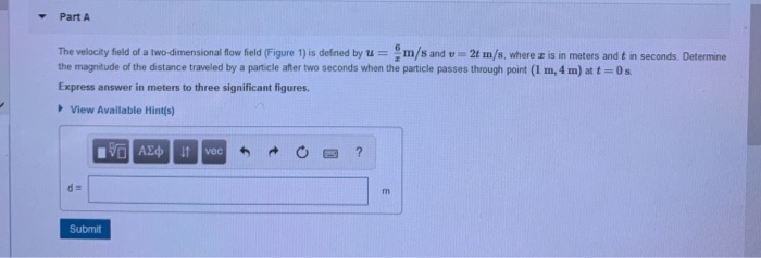Solved Part A The velocity field of a two-dimensional flow | Chegg.com