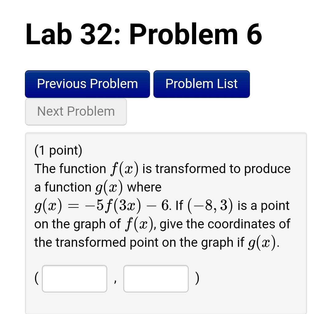 Solved Lab 32: Problem 2 Previous Problem Problem List Next | Chegg.com