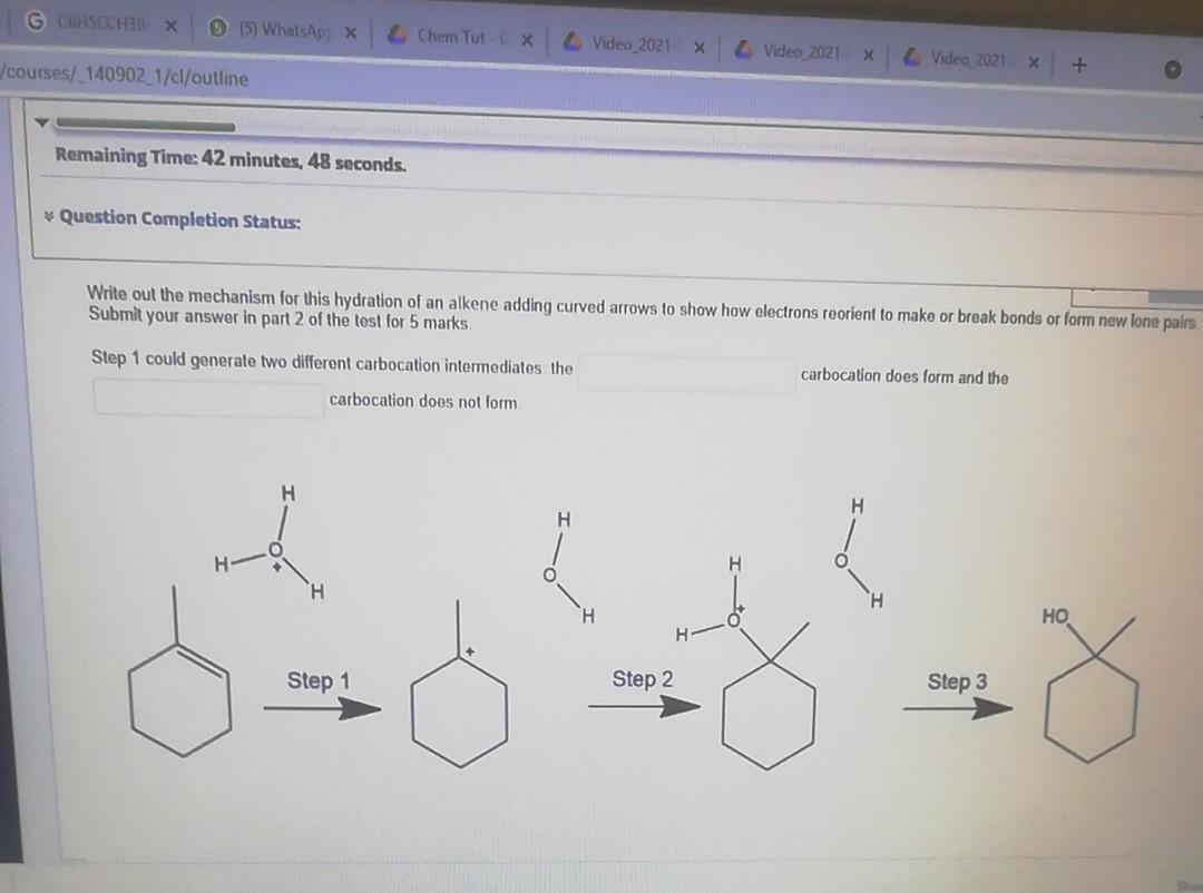 Solved G CHOCHBOX (5) WhatsAp X & Chem Tut - x Video 2021. X | Chegg.com