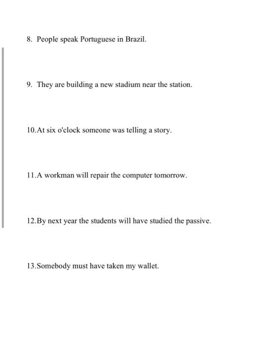 Solved If possible, rewrite the following sentences using | Chegg.com