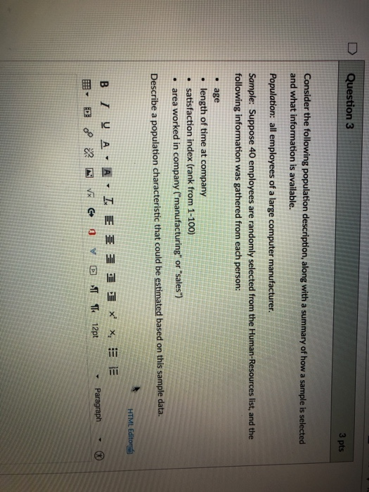 Solved Question 3 3 pts Consider the following population | Chegg.com