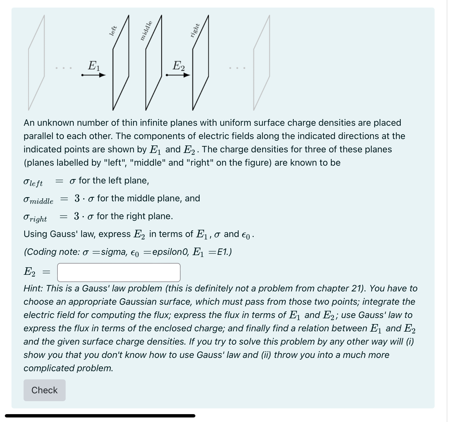 Solved An unknown number of thin infinite planes with | Chegg.com