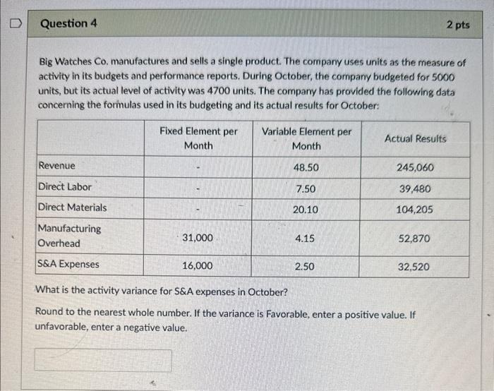 Solved Big Watches Co. manufactures and sells a single