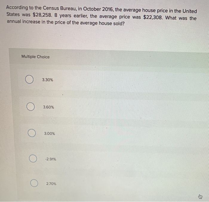 Solved According To The Census Bureau, In October 2016, The | Chegg.com