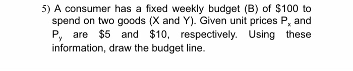 Solved 5) A Consumer Has A Fixed Weekly Budget (B) Of $100 | Chegg.com