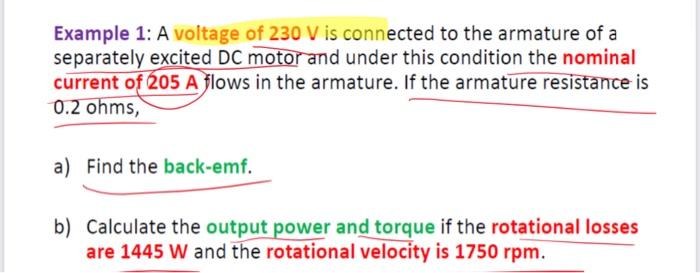 Solved Example 1: A voltage of 230 V is connected to the | Chegg.com