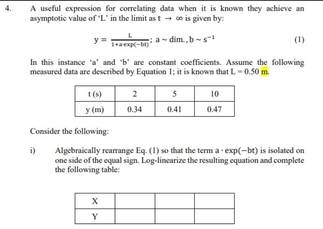 4. A useful expression for correlating data when it | Chegg.com