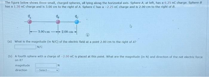 Solved The Figure Below Shows Three Small, Charged Spheres, | Chegg.com