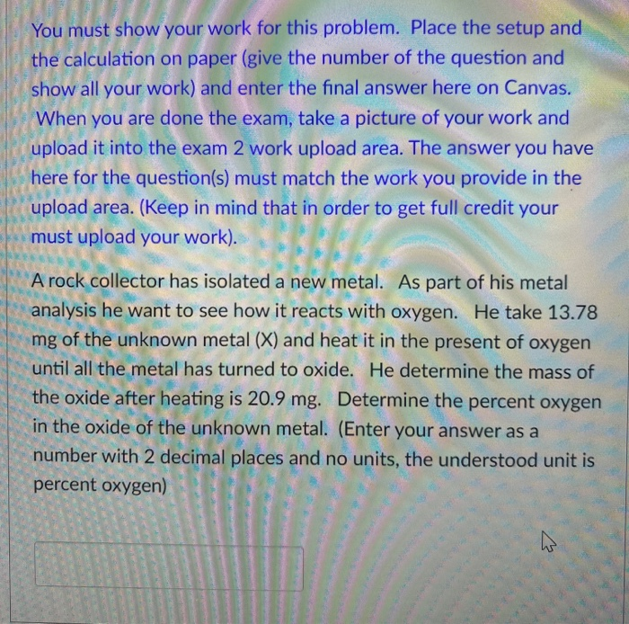 Solved You must show your work for this problem. Place the | Chegg.com