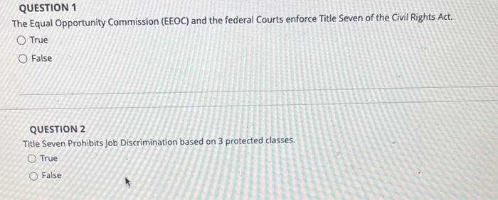 Solved The Equal Opportunity Commission (EEOC) and the | Chegg.com