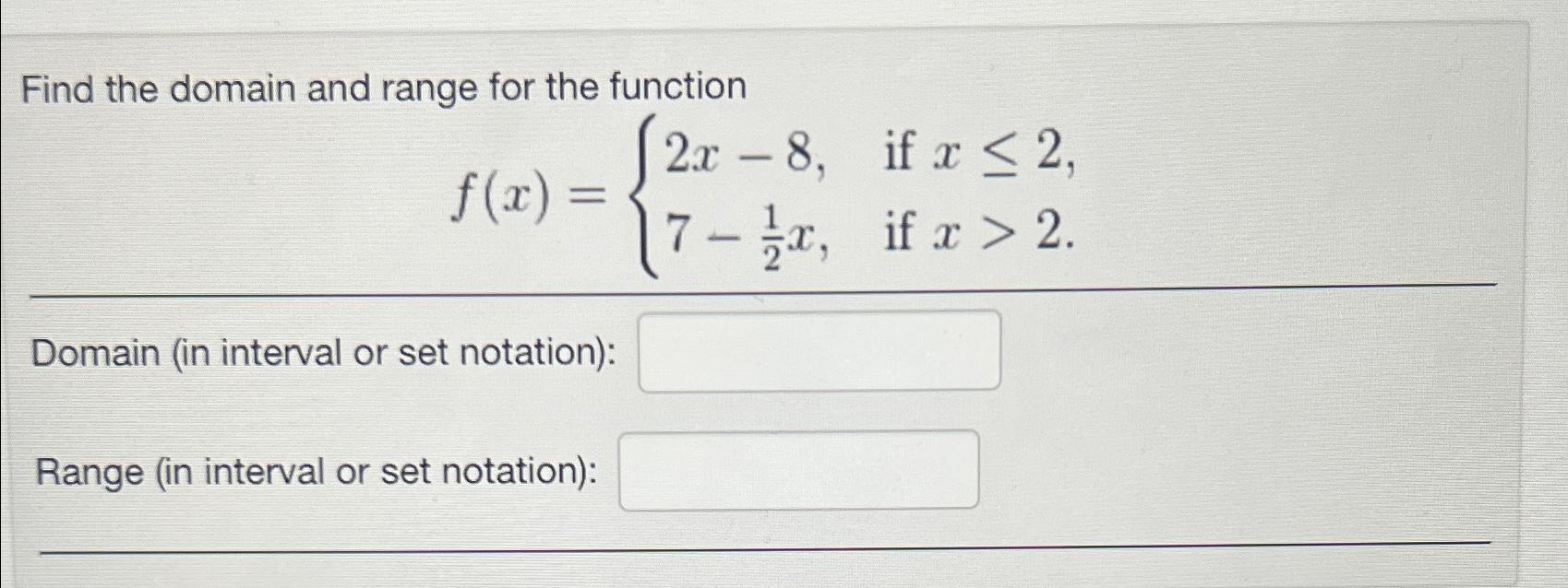 Solved Find the domain and range for the | Chegg.com