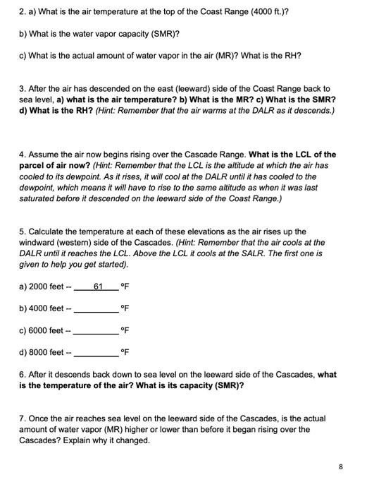 The diagram below represents western Oregon's Coast
