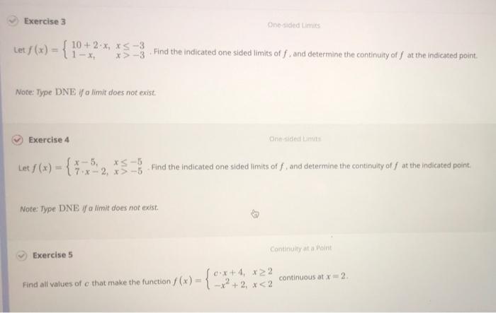 Solved Exercise 3 [10+2 x, xs-3 x>-3 Let /(x) = { 10+ Note: | Chegg.com