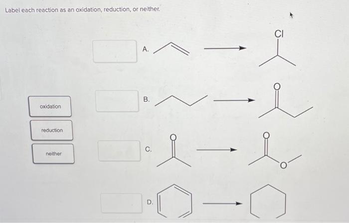 Solved Label each reaction as an oxidation, reduction, or | Chegg.com