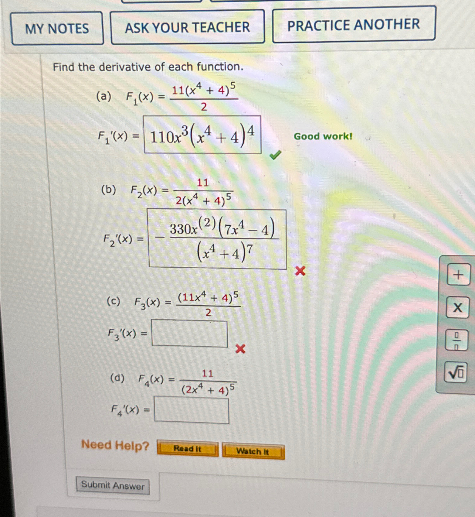 Solved Find the derivative of each | Chegg.com