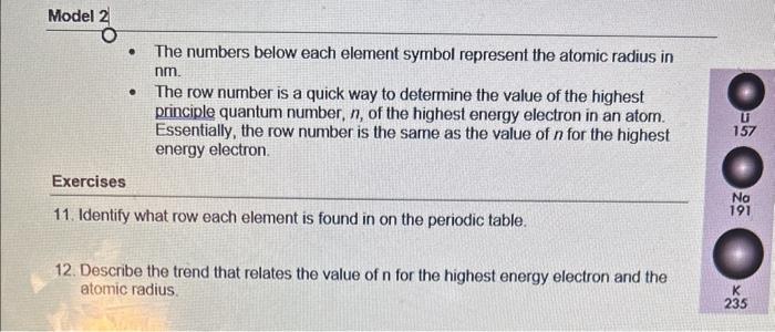 Solved - The numbers below each element symbol represent the | Chegg.com