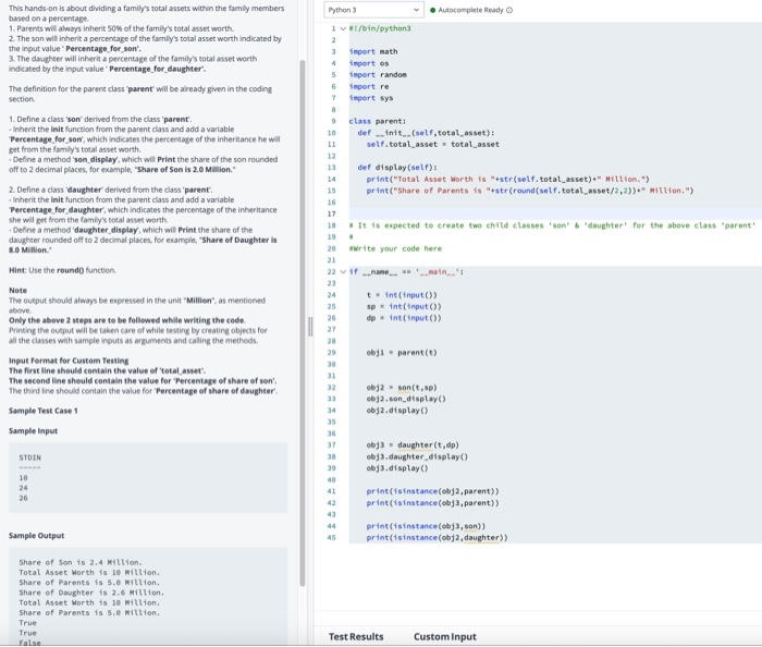 Solved 15 This hands-on is about dividing a family's total | Chegg.com
