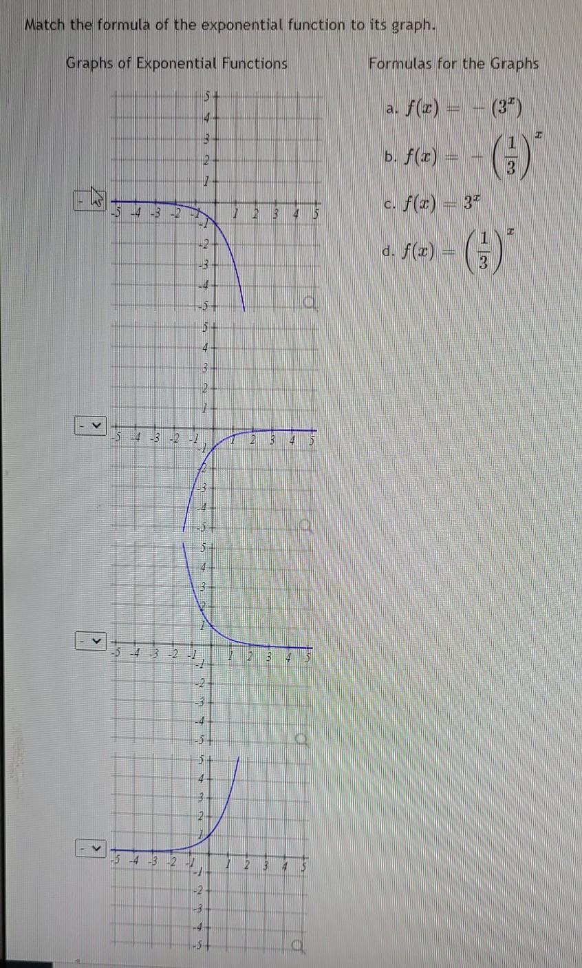 Solved Match the formula of the exponential function to its | Chegg.com