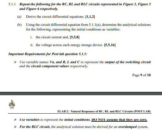 5.1.1 Repeat the following for the RC, RL and RLC | Chegg.com